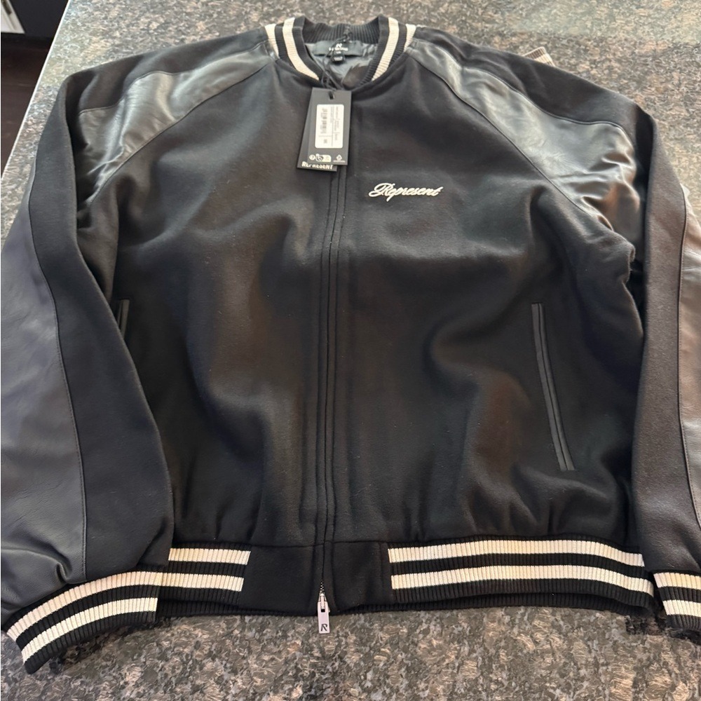 REPRESENT RAGLAN VARSITY JACKET - BLACK $495 NWT Coat Sz XXL‎